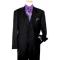 Steve Harvey Collection Solid Black with Single Breasted Vest Super 120's Merino Wool Suit